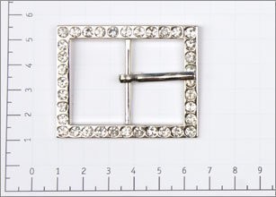 Пряжка металл 30х40мм цв никель с язычком со стразами (уп 10шт) 3770К0