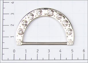 Полукольцо металл 35мм цв никель со стразами 9058К0
