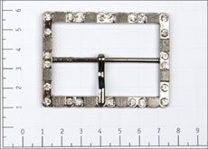 Пряжка металл 55х35мм цв черный никель с язычком со стразами (уп 10шт) 4292К (0)