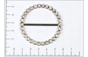 кольцо с перекладиной металл 37мм цв никель со стразами (уп 10шт) 10376к | Распродажа! Успей купить!